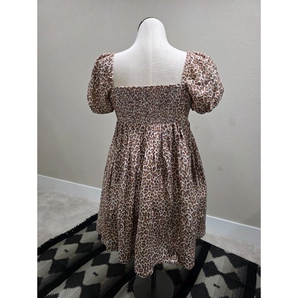 J.Crew Leopard Print Puff Sleeve Smocked Dress Size 12 - Picture 10 of 14